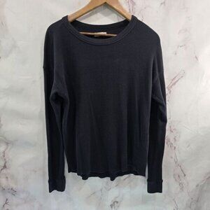 Faherty Shirt Womens Medium Black Thermal Waffle Long John Pima Cotton